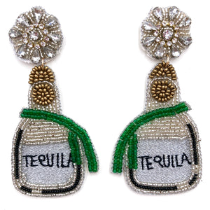 Tequila Rhinestone Seed Bead Post Dangle Earring