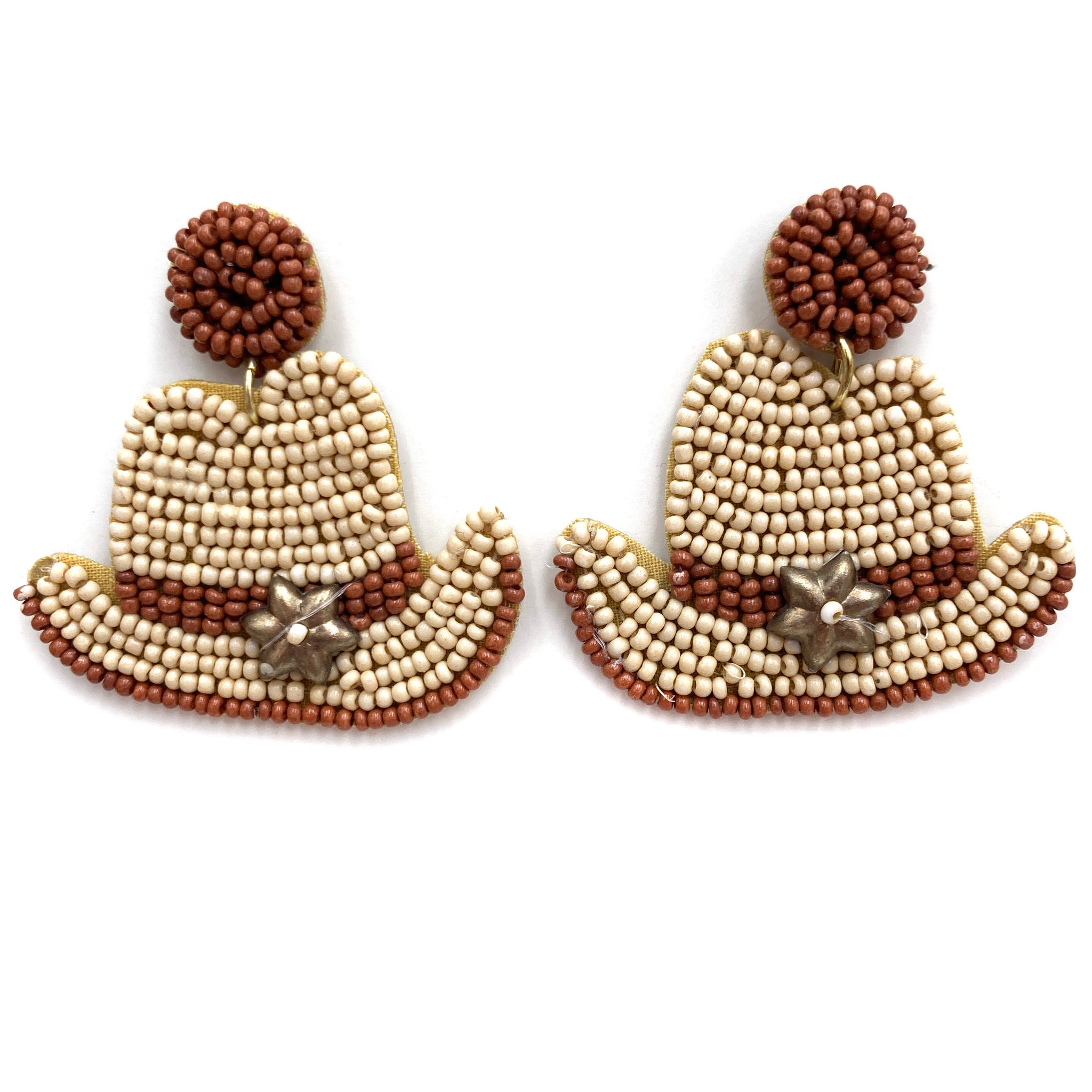 Cowboy Hat Seed Bead Post Dangle Earring