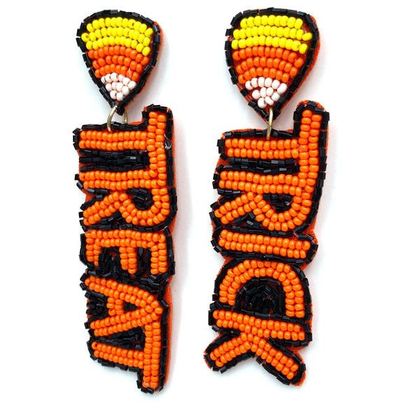 Halloween Trick or Treat Candy Seed Bead Post Dangle Earring