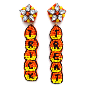 Halloween Trick or Treat Candy Flower Seed Bead Post Dangle Earring