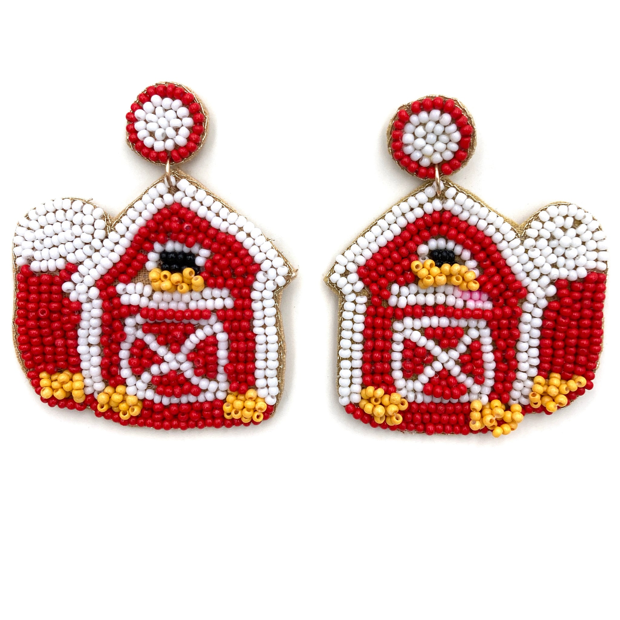 Farm Barn Red Seed Bead Post Dangle Earring