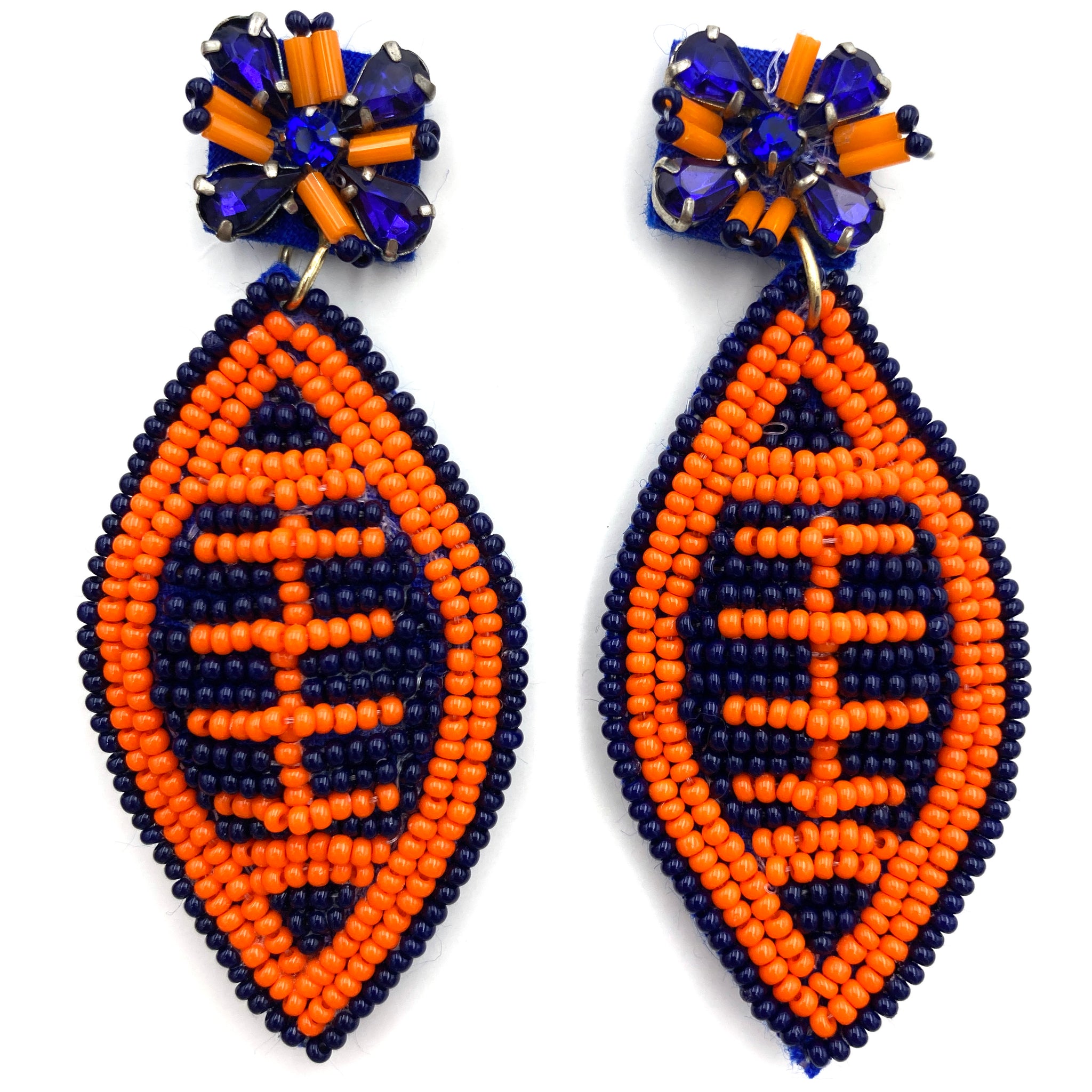 Football Team Seed Bead Post Dangle Earring