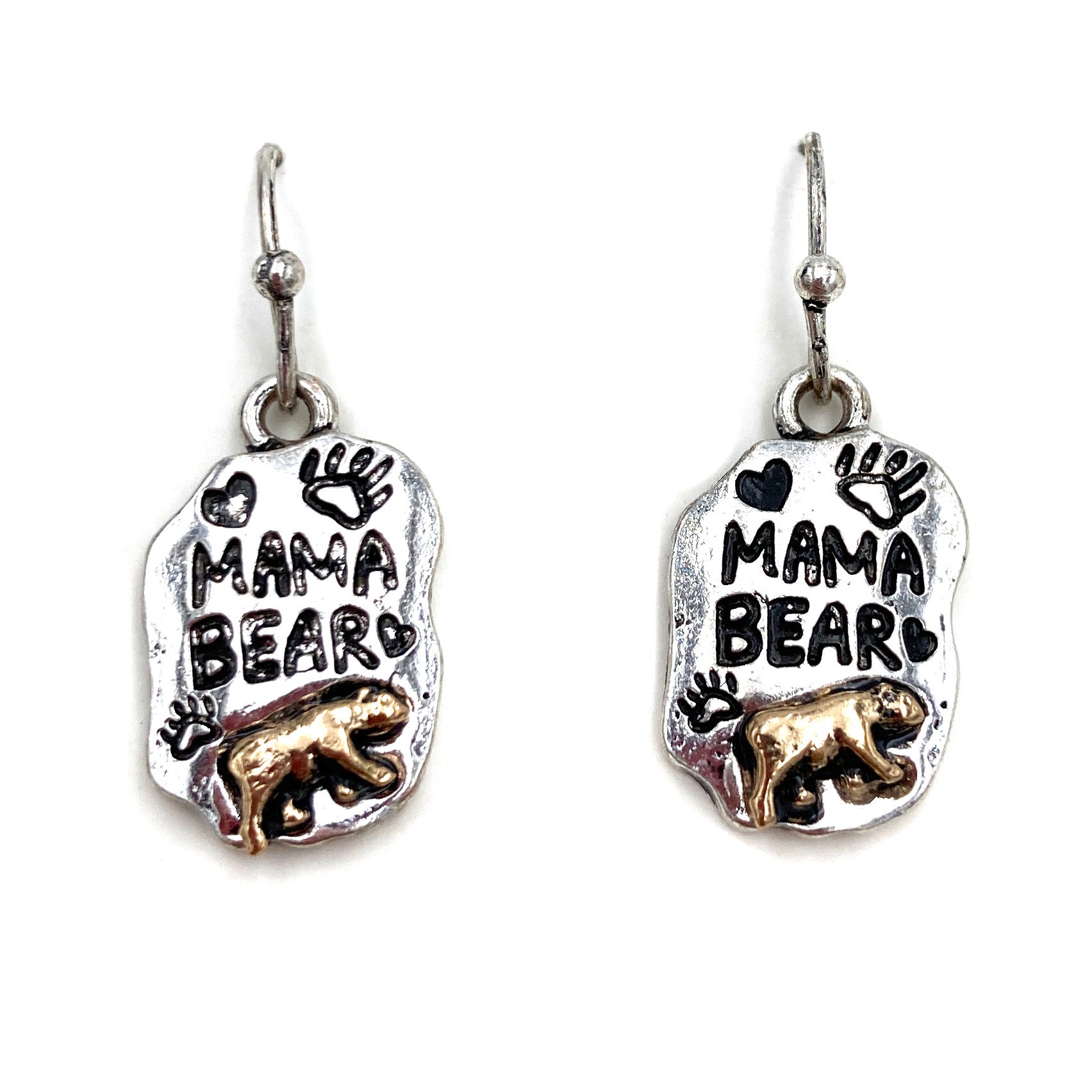 Mama Bear Silver Earrings