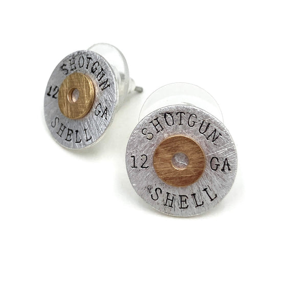 Brass Bullet Shell Plate Western Stud Earring