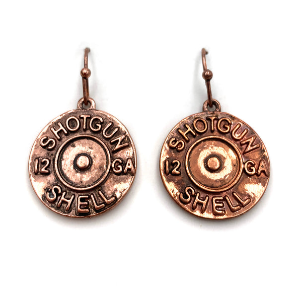 Large Bullet Shell Plate Western Hook Dangle Earring