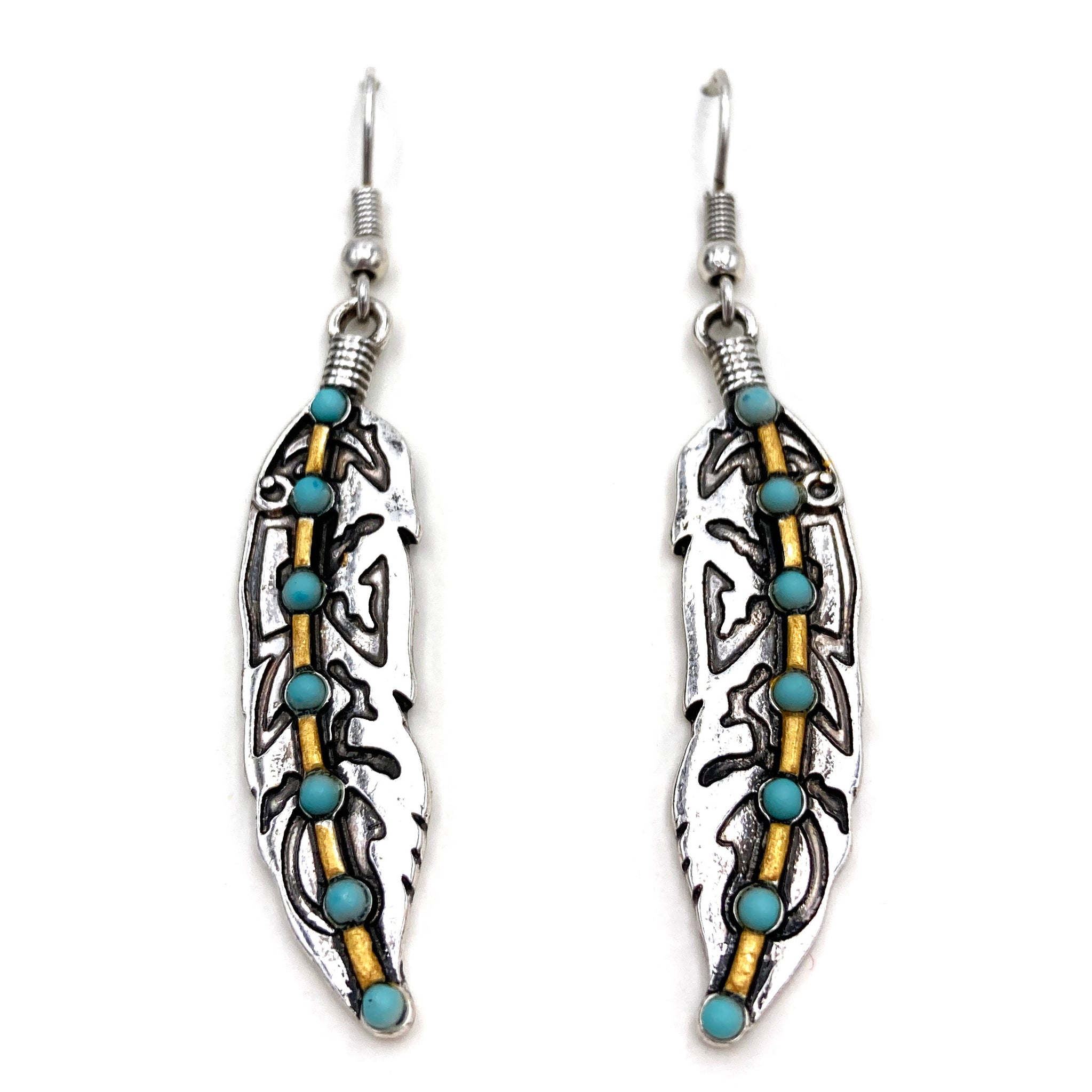 Western Native American Feather Hook Dangle Earring