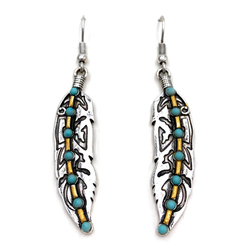 Western Native American Feather Hook Dangle Earring