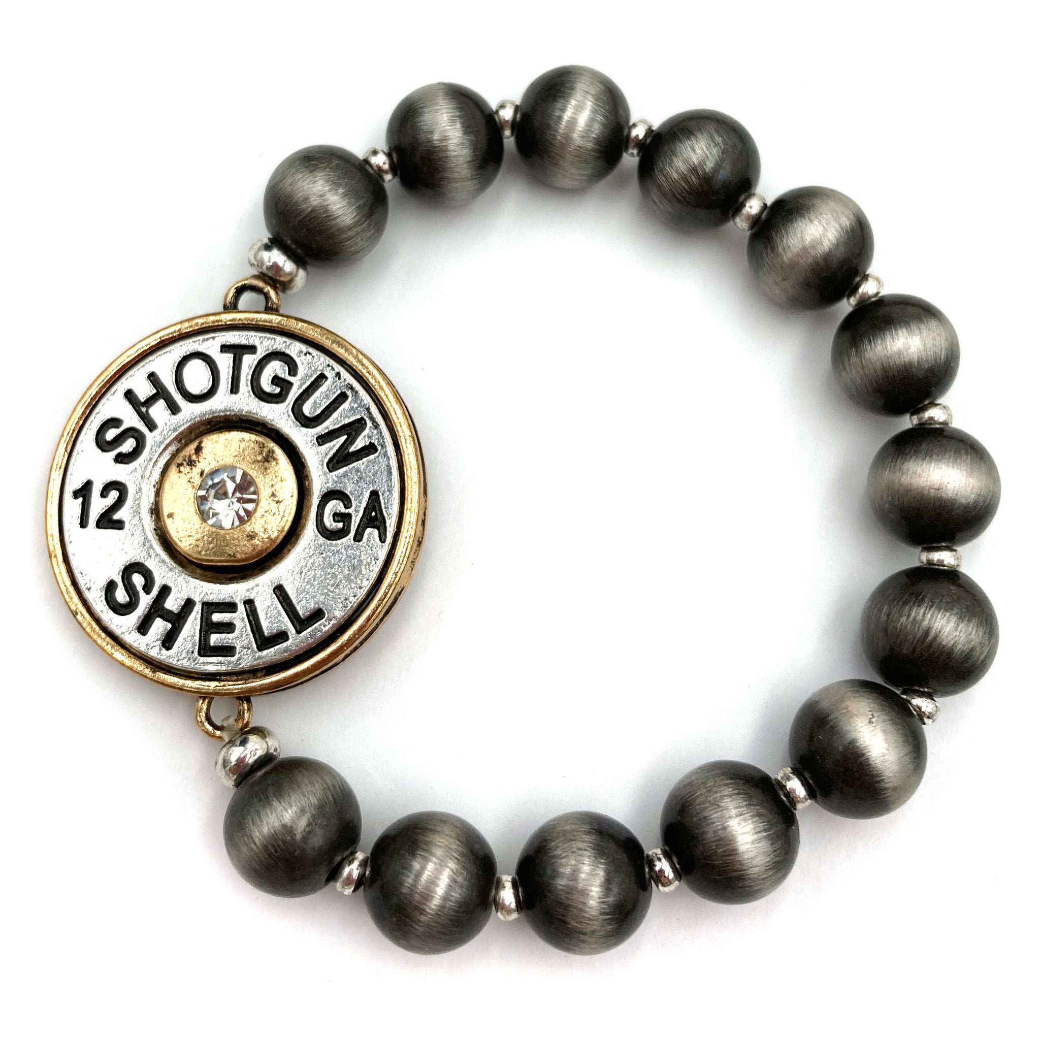 Large Bullet Shell Chunky Ball Beads Stretch Bracelet