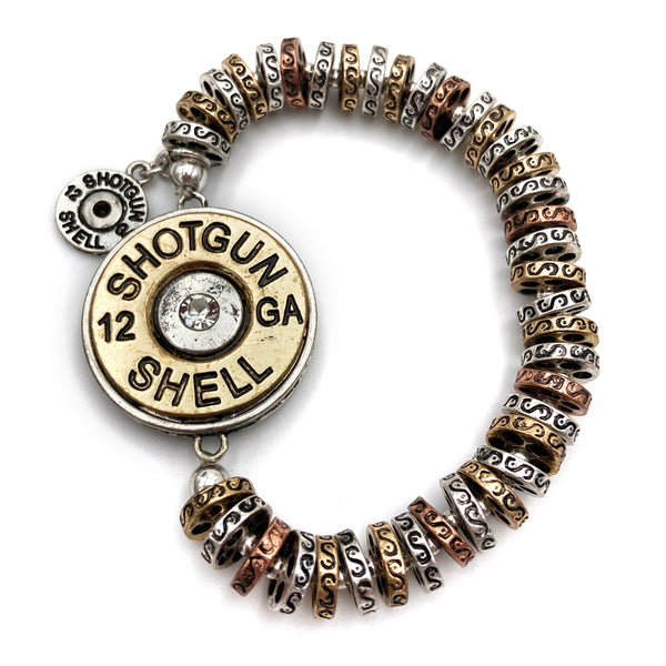 Large Bullet Shell Chunky Spacer Beads Stretch Bracelet