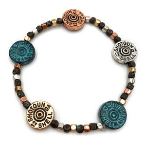 Five Bullet Shell Tri-Tone Stretch Bracelet