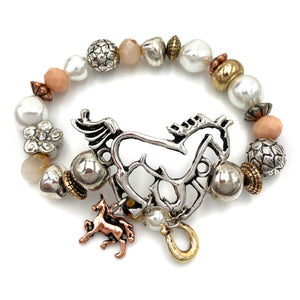 Horse Horseshoe Western Charms Vintage Stretch Bracelet