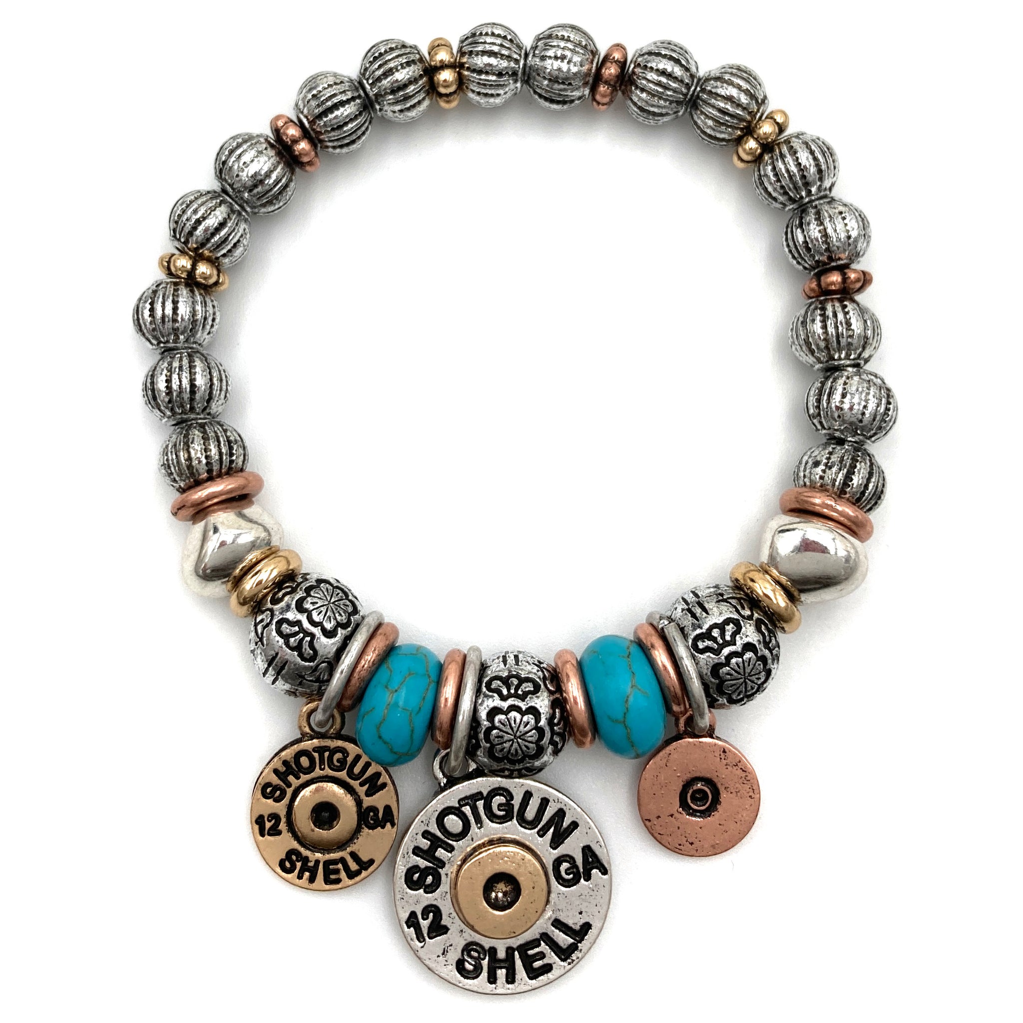 Western Shotgun Bullet Charms Stretch Bracelet