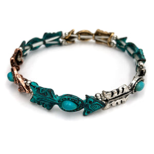 Native Arrow Western Print Turquoise Stretch Bracelet