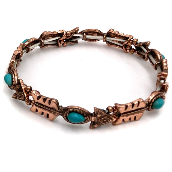 Native Arrow Western Print Turquoise Stretch Bracelet