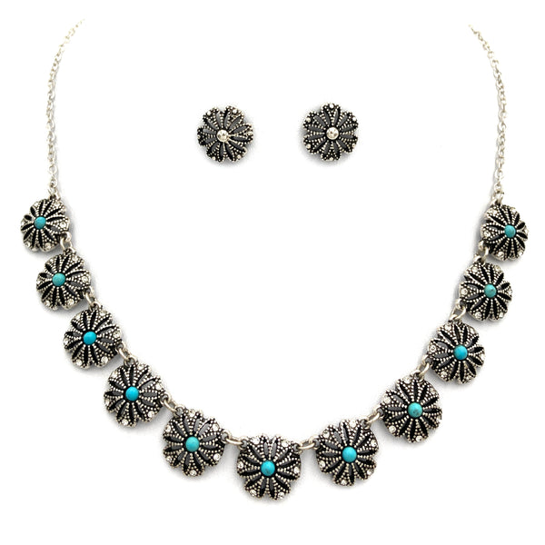 Western Flower Princess Necklace with Earrings