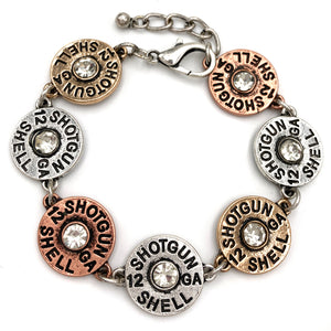 Bullet Shell Rhinestone Chain Link Bracelet