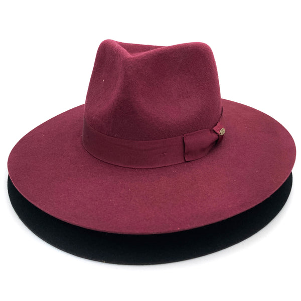 Ribbon Real Wool Felt Brim Hat