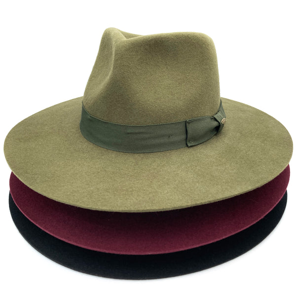 Ribbon Real Wool Felt Brim Hat