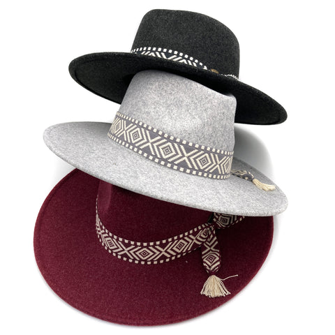 Southwestern Band Polyester Wool Felt Brim Hat