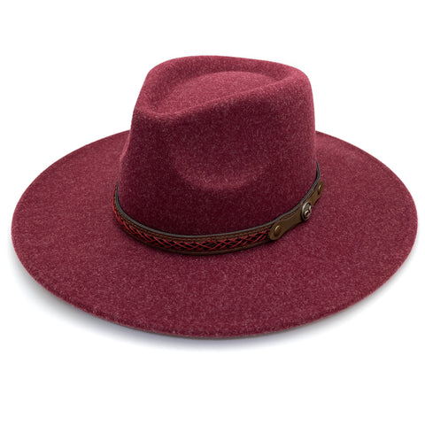 Western Rope Braided Band Polyester Wool Felt Brim Hat