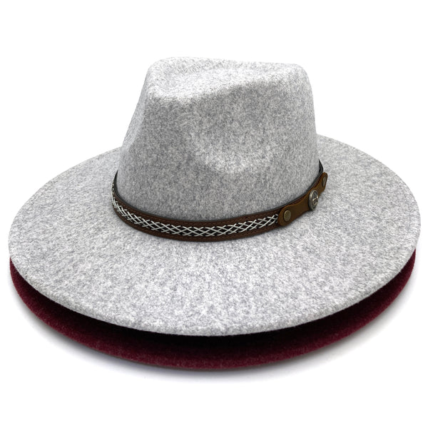 Western Rope Braided Band Polyester Wool Felt Brim Hat