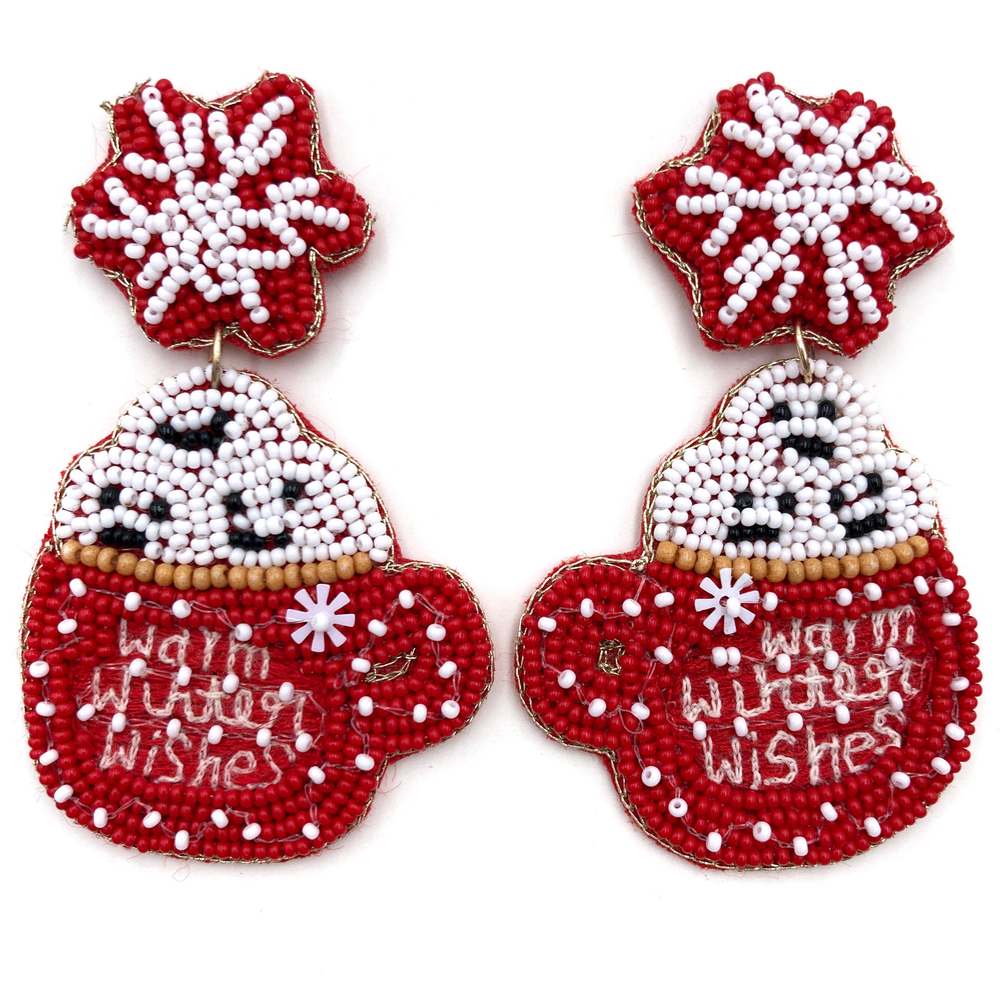 Christmas Warm Winter Wishes Seed Bead Post Dangle Earring