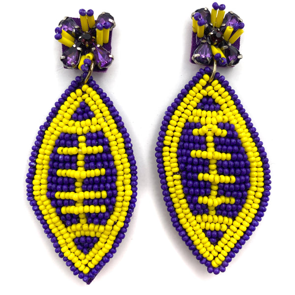 Football Team Seed Bead Post Dangle Earring