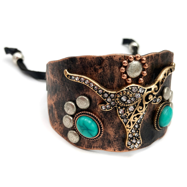 Longhorn Turquoise Western Bracelet Cuff