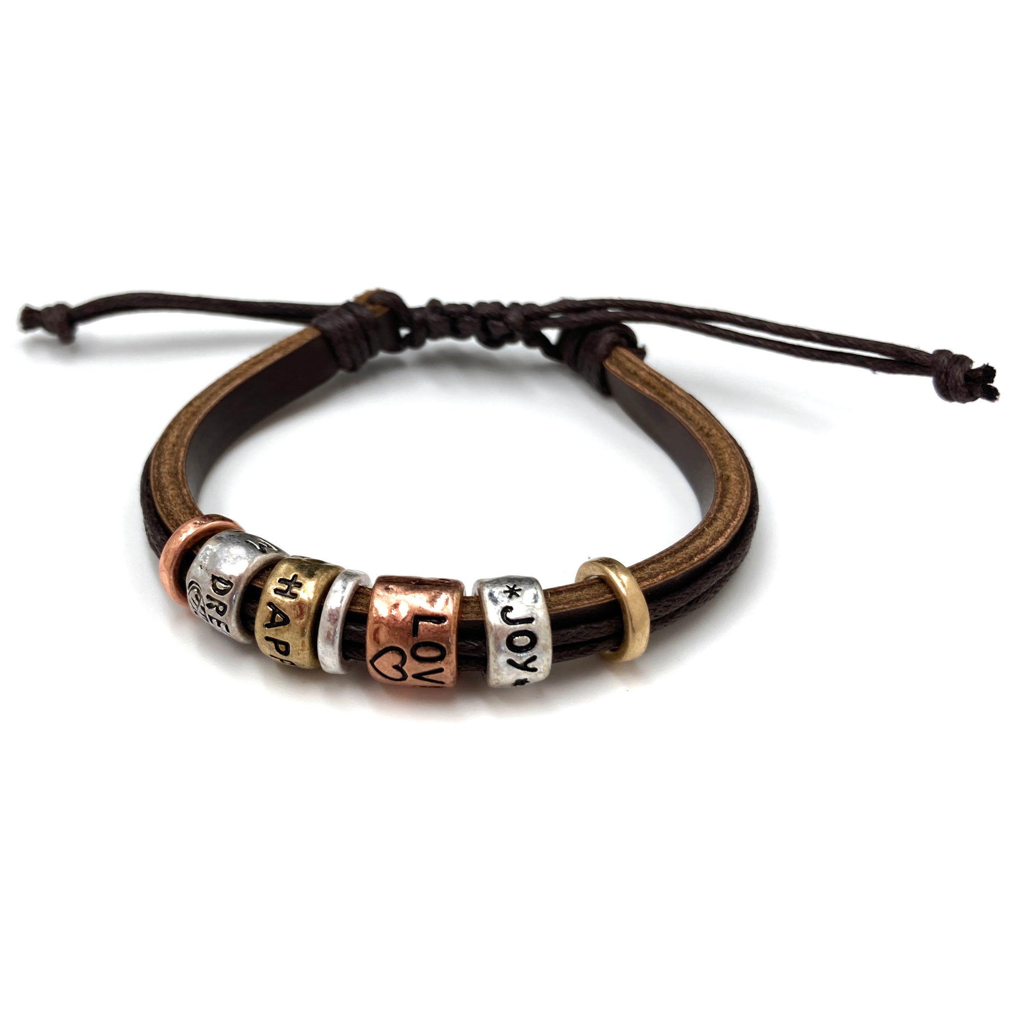 Joy Love Happy Dream Leather Pull Bracelet