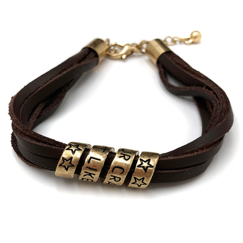 Hide Your Crazy And Act Like Lady Leather Strand Bracelet