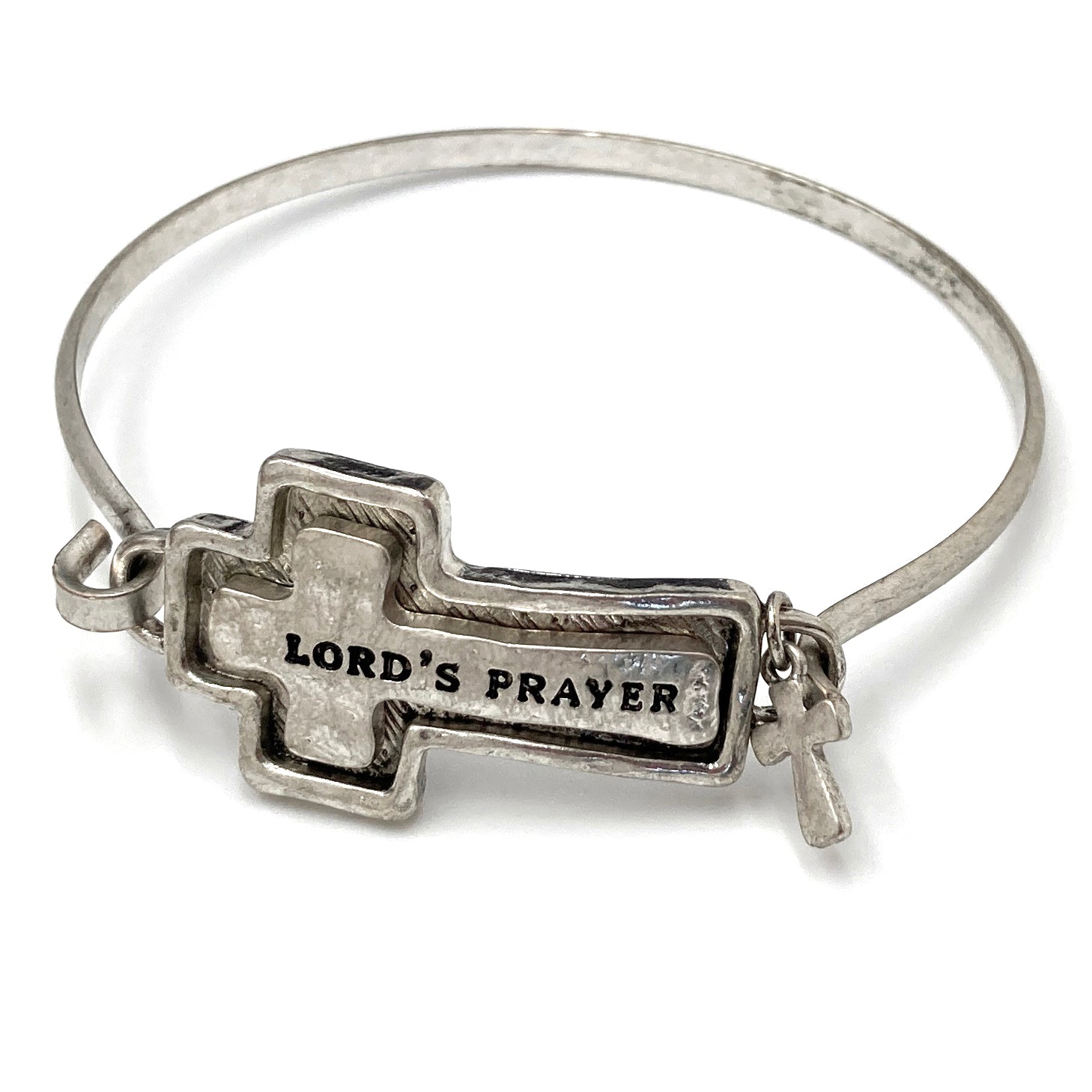 Lord's Prayer Cross Bangle Bracelet