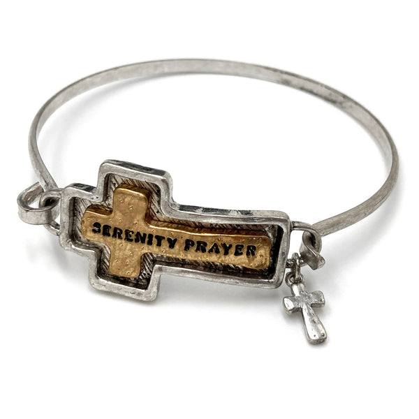 Serenity Prayer Cross Bangle Bracelet