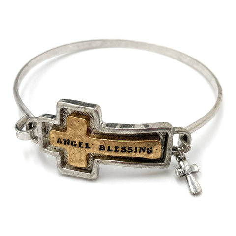 Angel Blessing Cross Bangle Bracelet