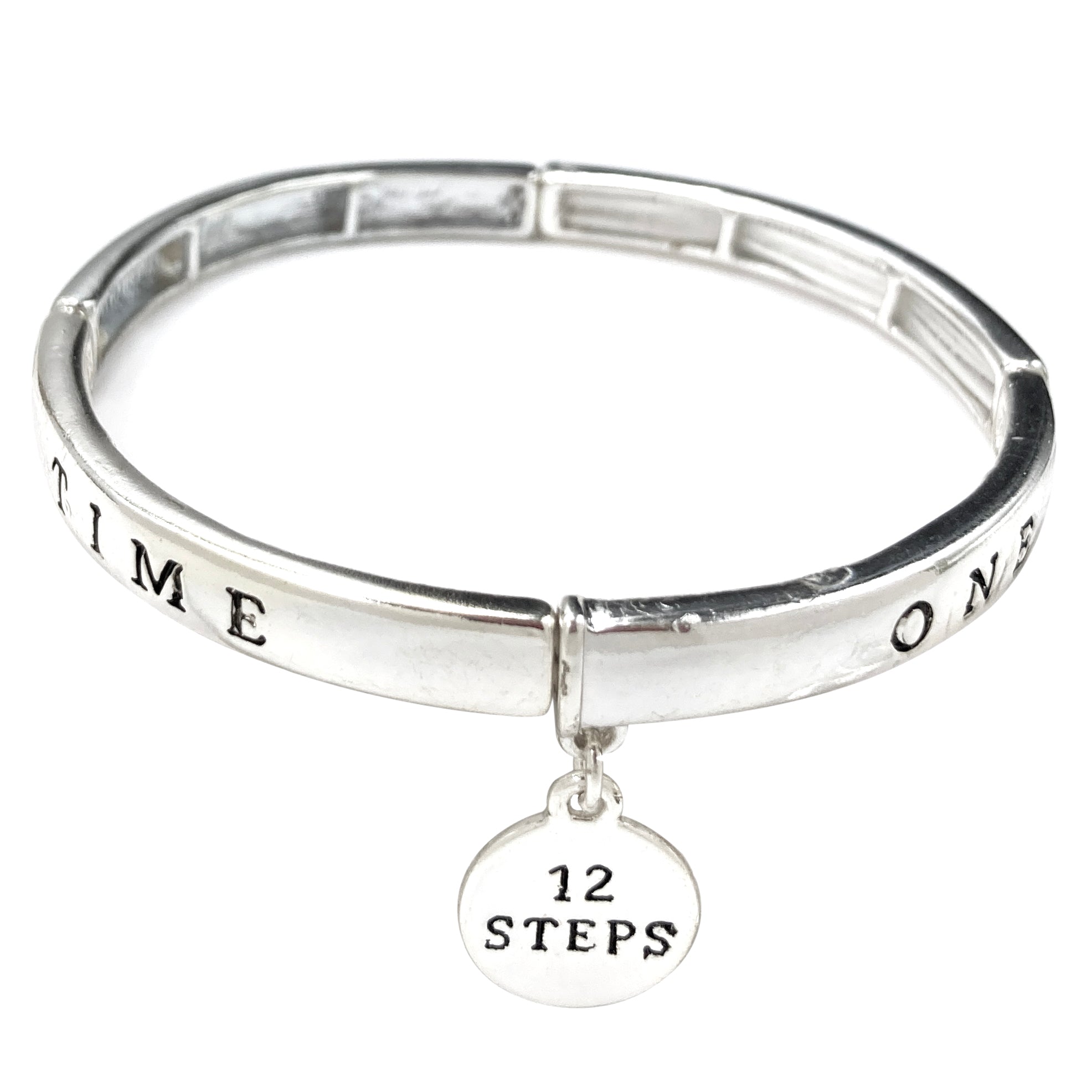 12 Steps One Day At A Time Stretch Bracelet