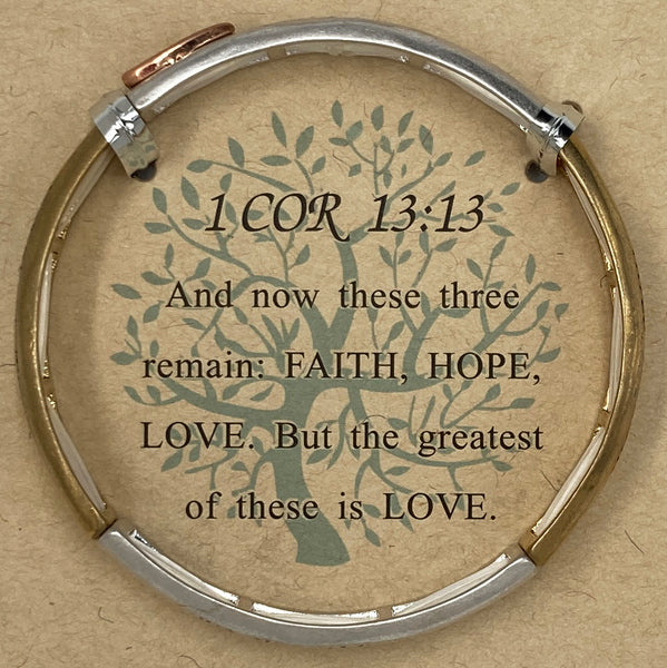 1 Corinthian 13:13 Faith Hope Love Stretch Bracelet