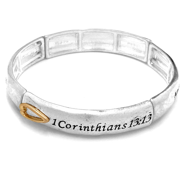 1 Corinthian 13:13 Faith Hope Love Stretch Bracelet