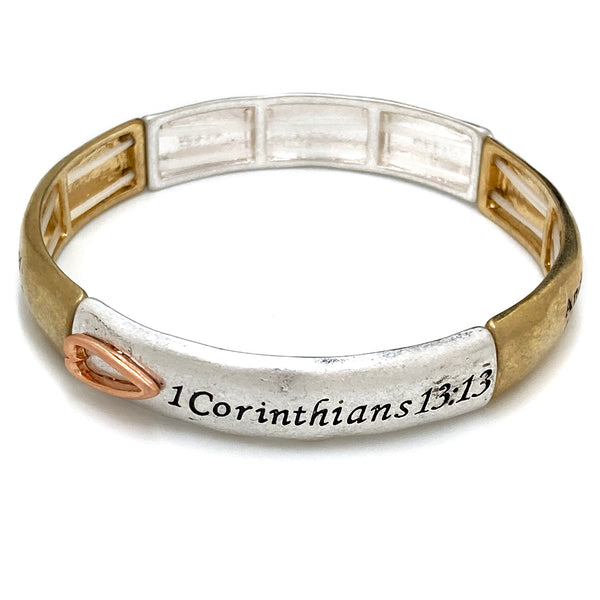 1 Corinthian 13:13 Faith Hope Love Stretch Bracelet