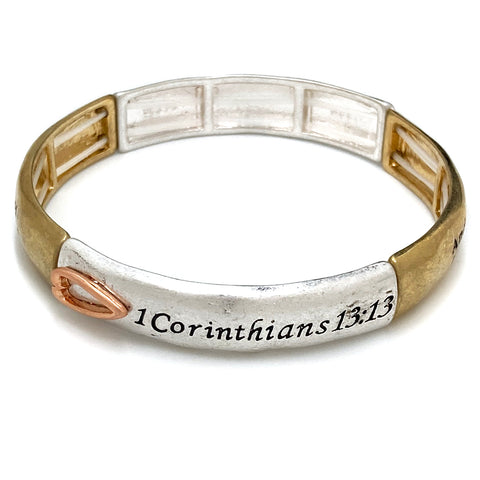 1 Corinthian 13:13 Faith Hope Love Stretch Bracelet