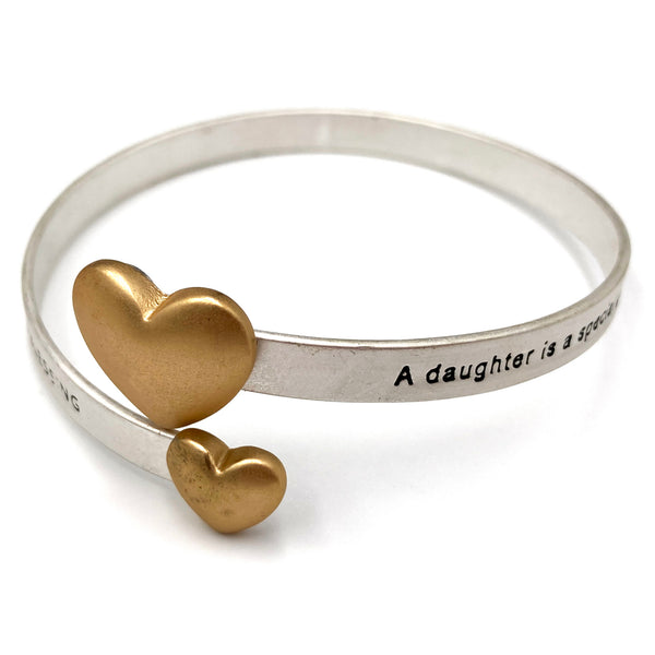 Daughter's Blessing Heart Wrap Bangle Bracelet