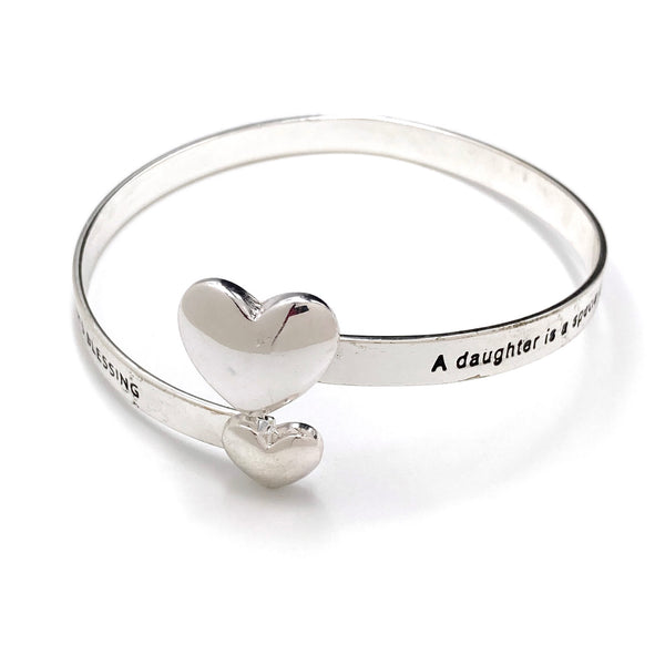 Daughter's Blessing Heart Wrap Bangle Bracelet