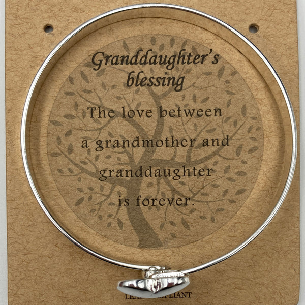 Granddaughter's Blessing Heart Wrap Bangle Bracelet