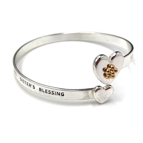 Sister's Blessing Heart Wrap Bangle Bracelet