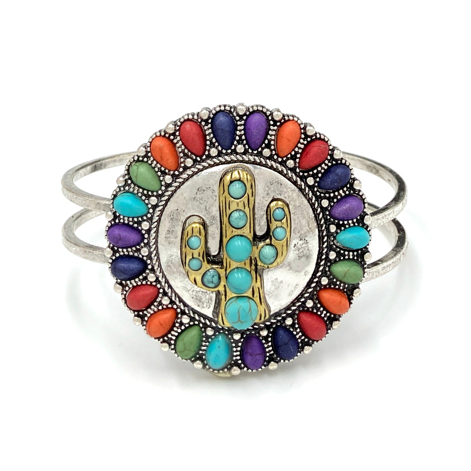 Cactus Colorful Bead Western Hinge Bracelet