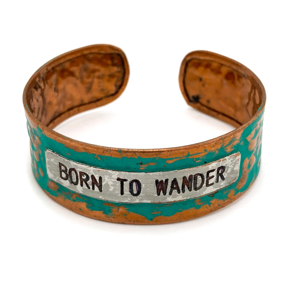 Message Born to Wander Metal Western Cuff