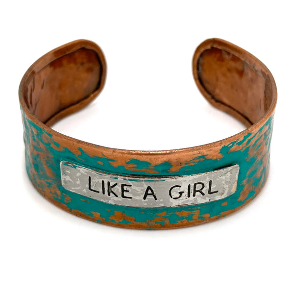 Message Like a Girl Metal Western Cuff