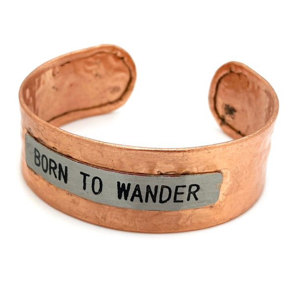 Message Born to Wander Metal Western Cuff