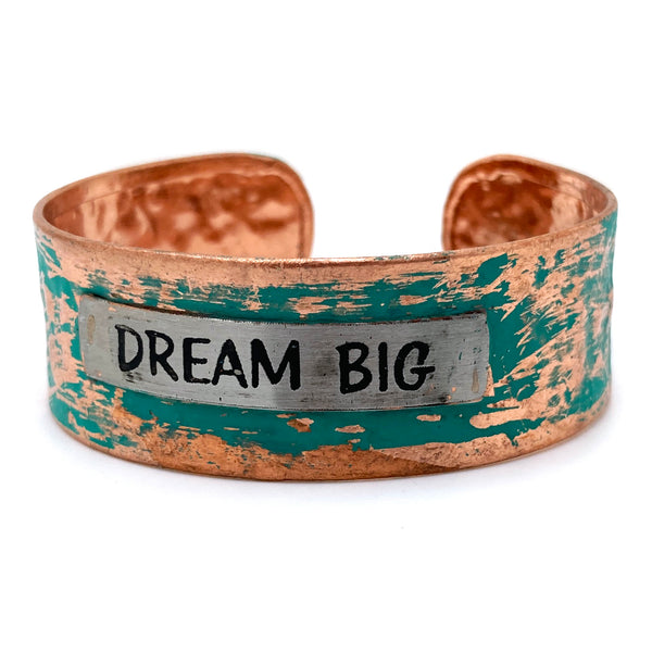 Message Dream Big Metal Western Cuff