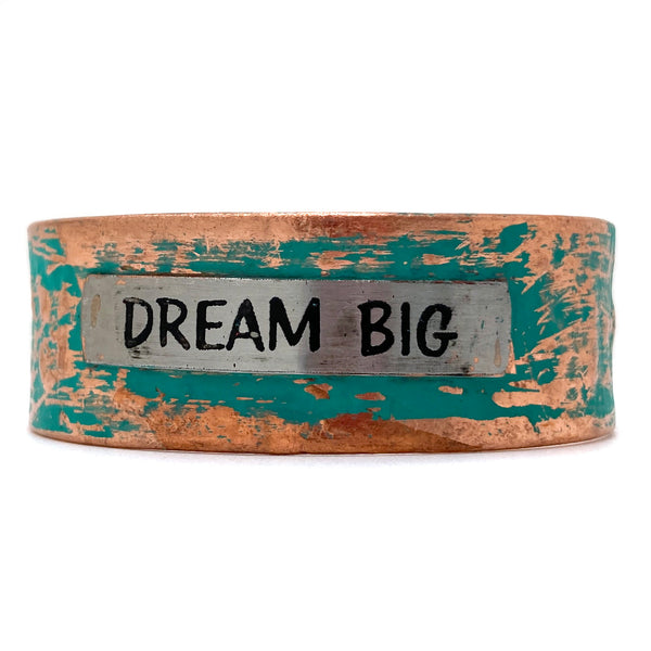 Message Dream Big Metal Western Cuff