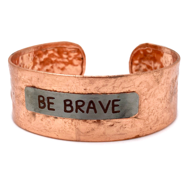 Message Be Brave Metal Western Cuff