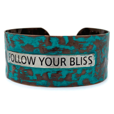 Message Follow Your Bliss Metal Western Cuff